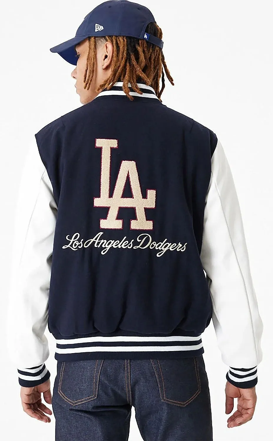 jacket New Era Large Logo Varsity MLB Los Angeles Dodgers - Navy/Off White