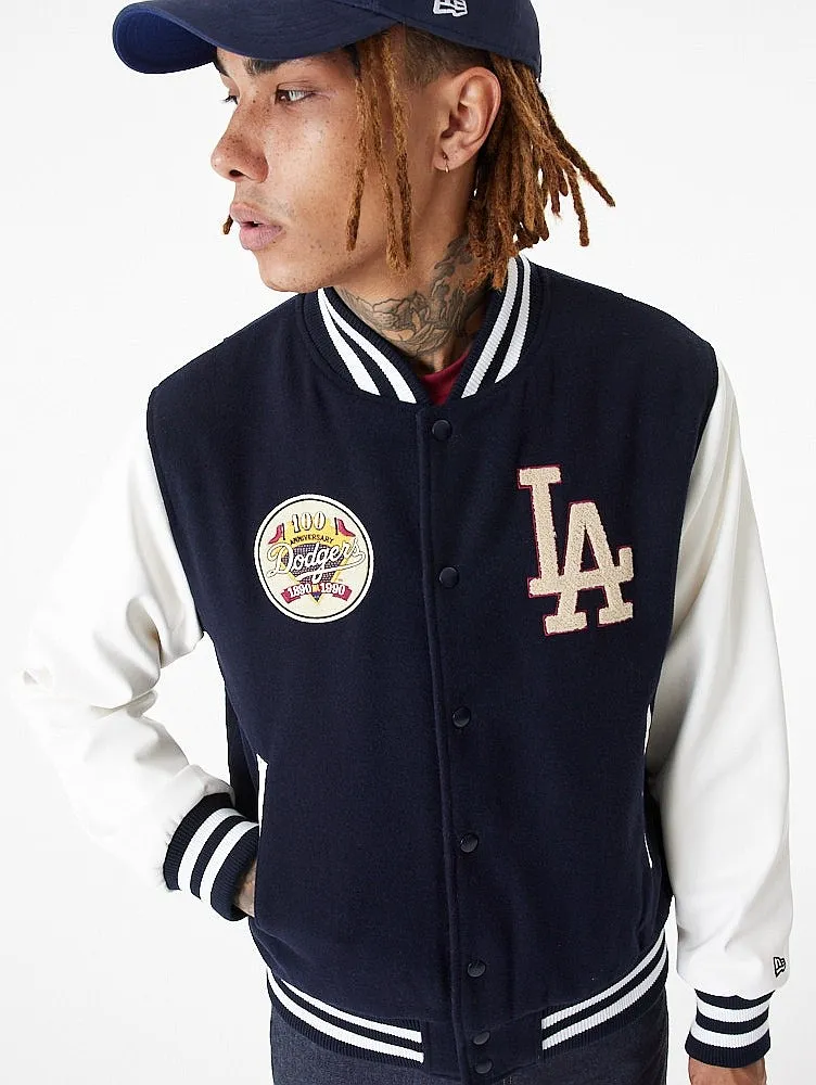 jacket New Era Large Logo Varsity MLB Los Angeles Dodgers - Navy/Off White