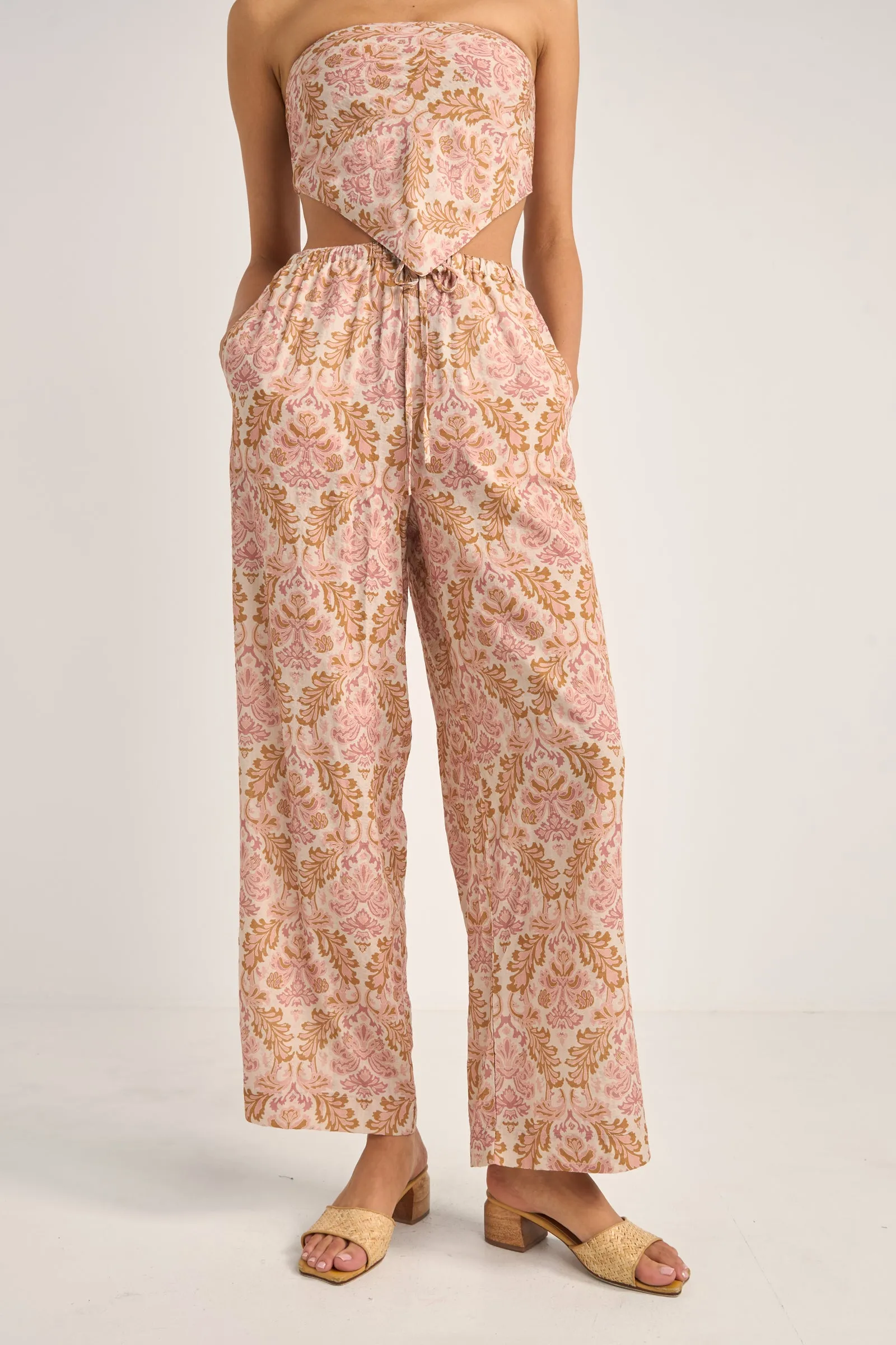 Jessie Paisley Drawstring Pant Rose