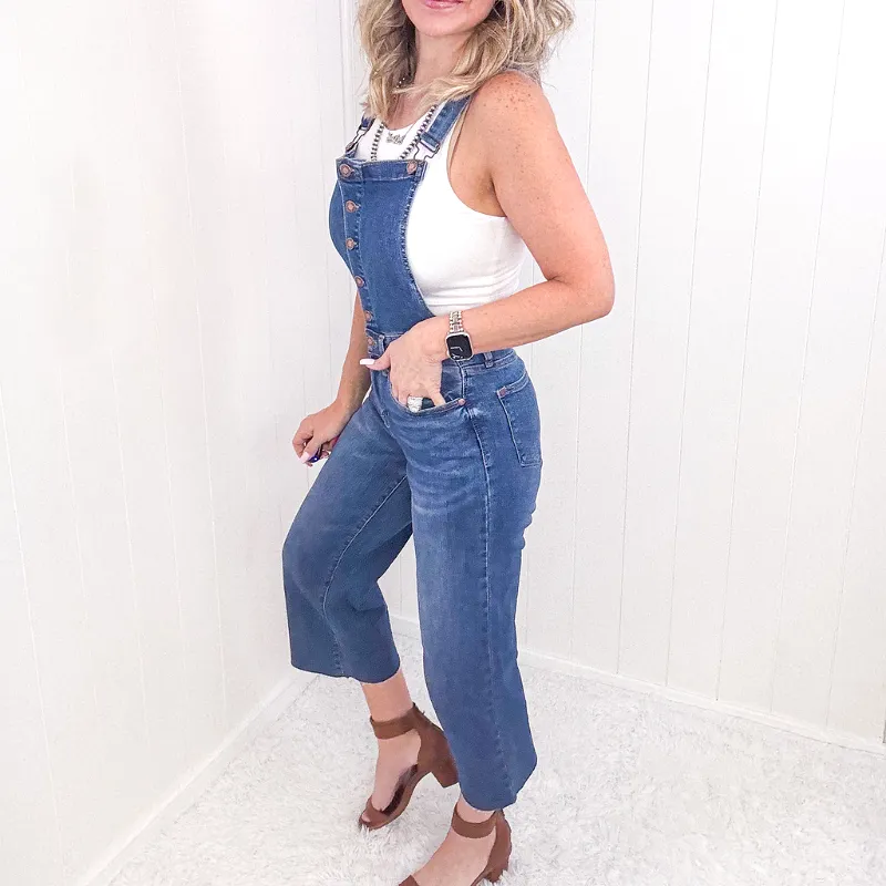 Judy Blue Bluetiful Bliss High Waist Cropped Wide Leg Overalls