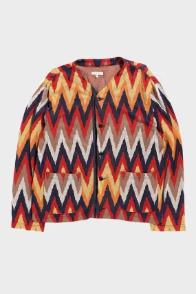 Knit Cardigan - Red/Navy Ikat Knit