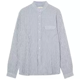 LA PAZ Vieira Collarless Seerksuker Shirt Blue Stripes