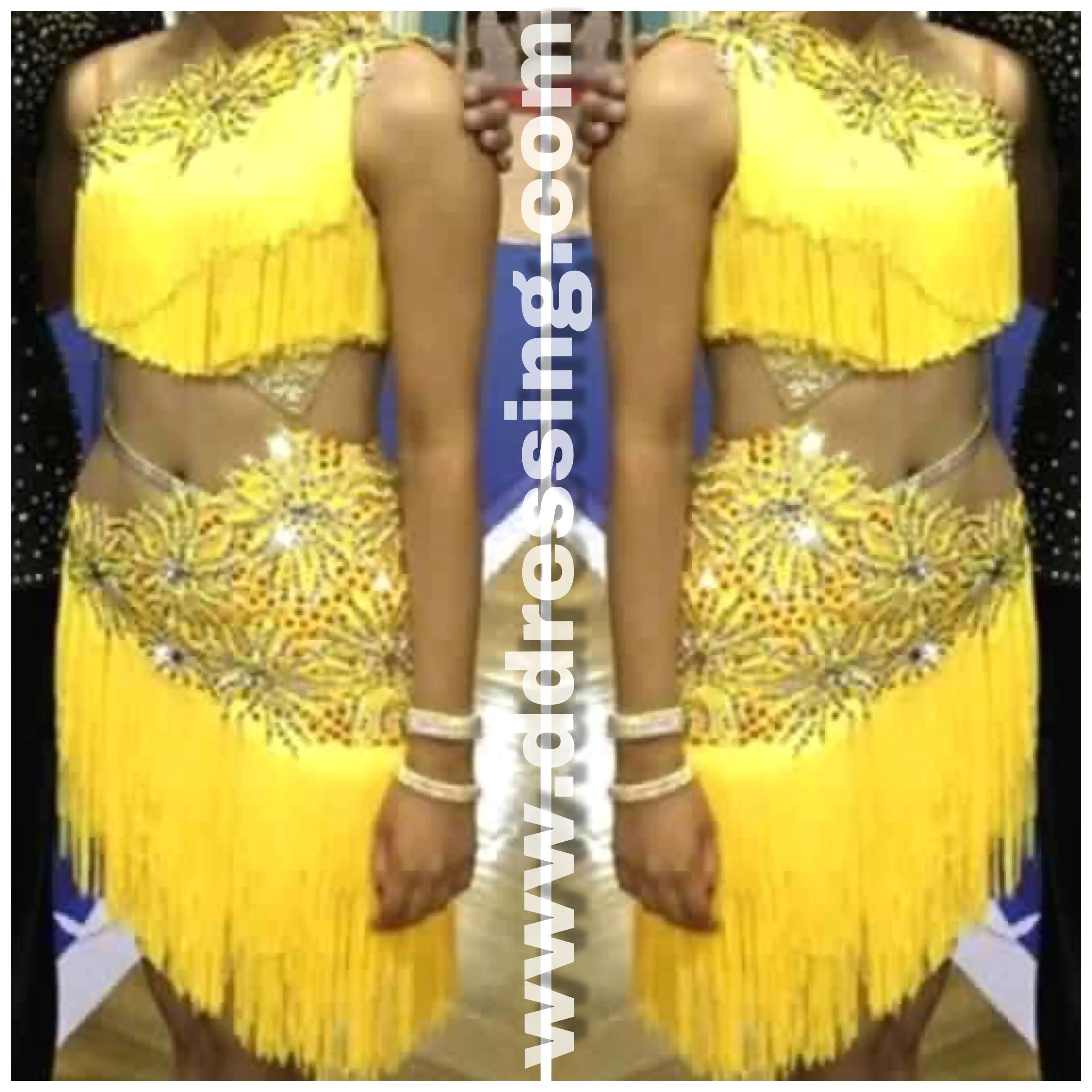 Latin Yellow Fringe Dress