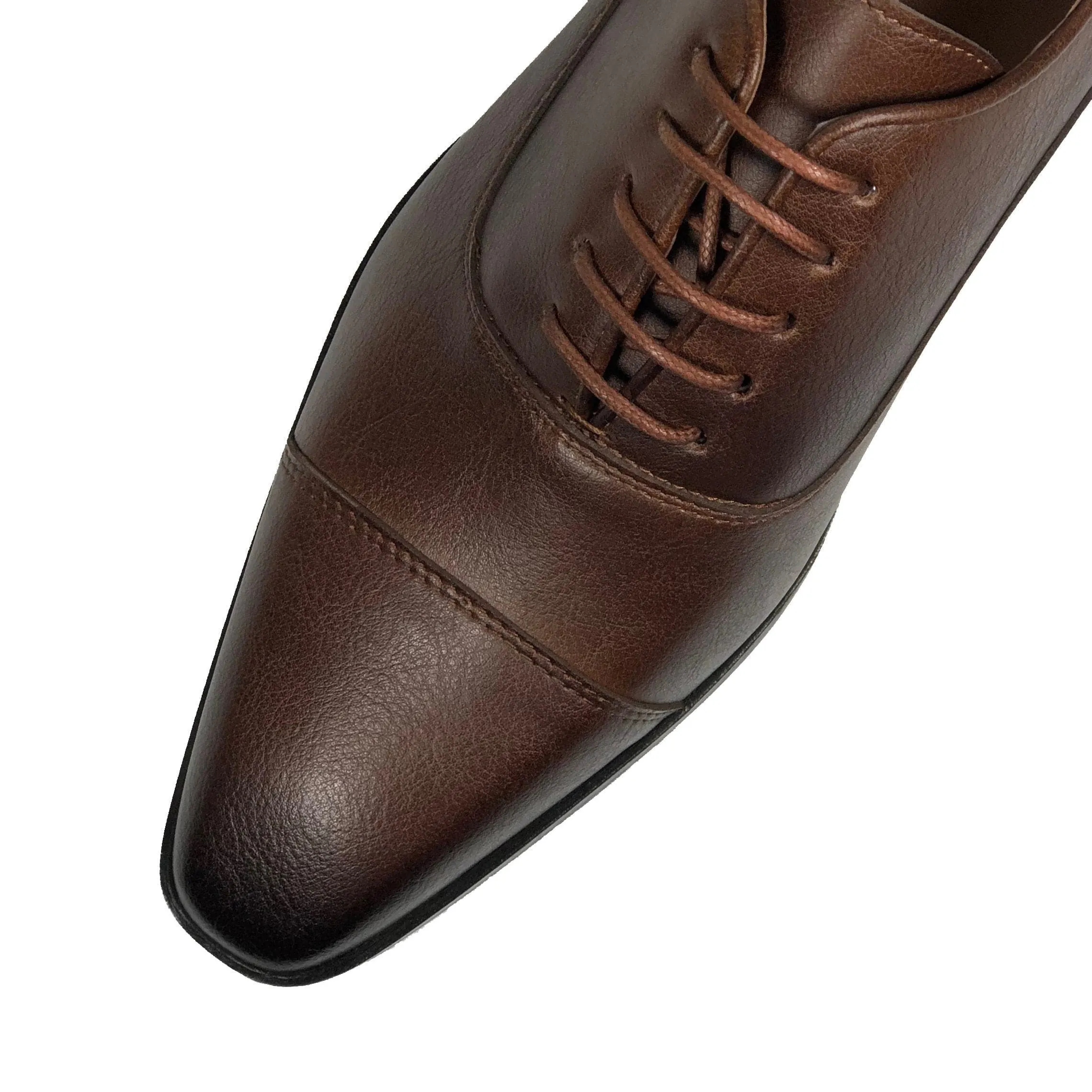 'Laurent' Cap-Toe Vegan Oxford by Zette Shoes - Chestnut