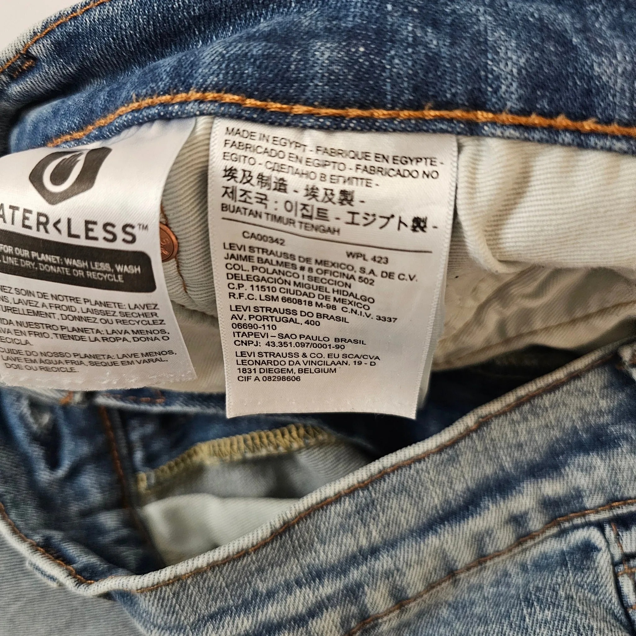 Levi's Big E 514 jeans made in Egypt