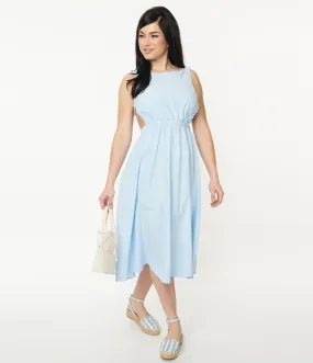 Light Blue Open Back Midi Dress