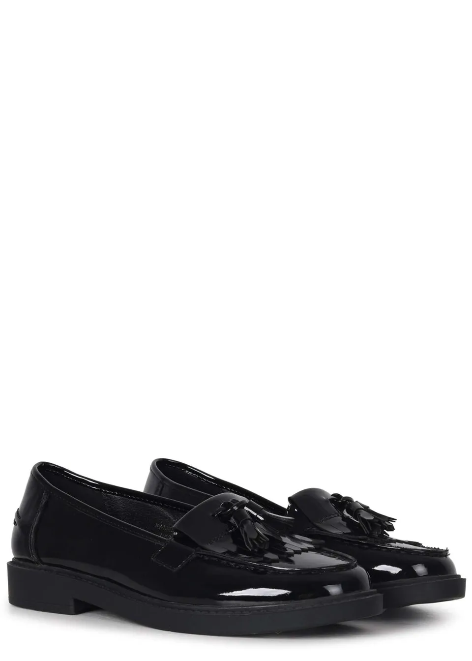 Linzi Kamille Black Faux Patent Leather Classic Slip On Loafer