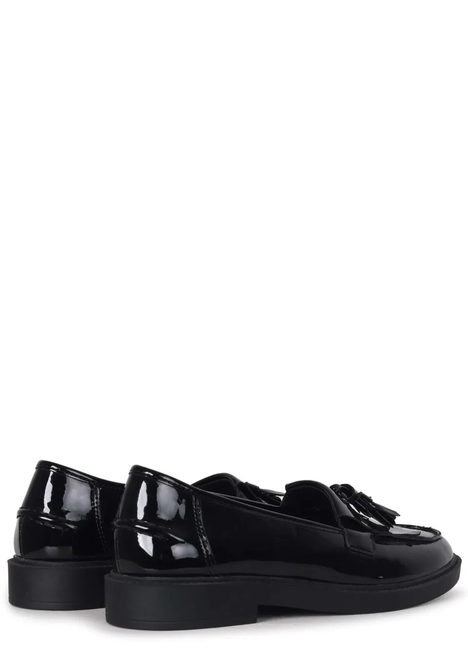 Linzi Kamille Black Faux Patent Leather Classic Slip On Loafer