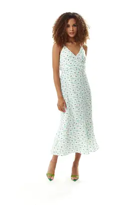 Liquorish Green Floral Midi Dress With Open Back