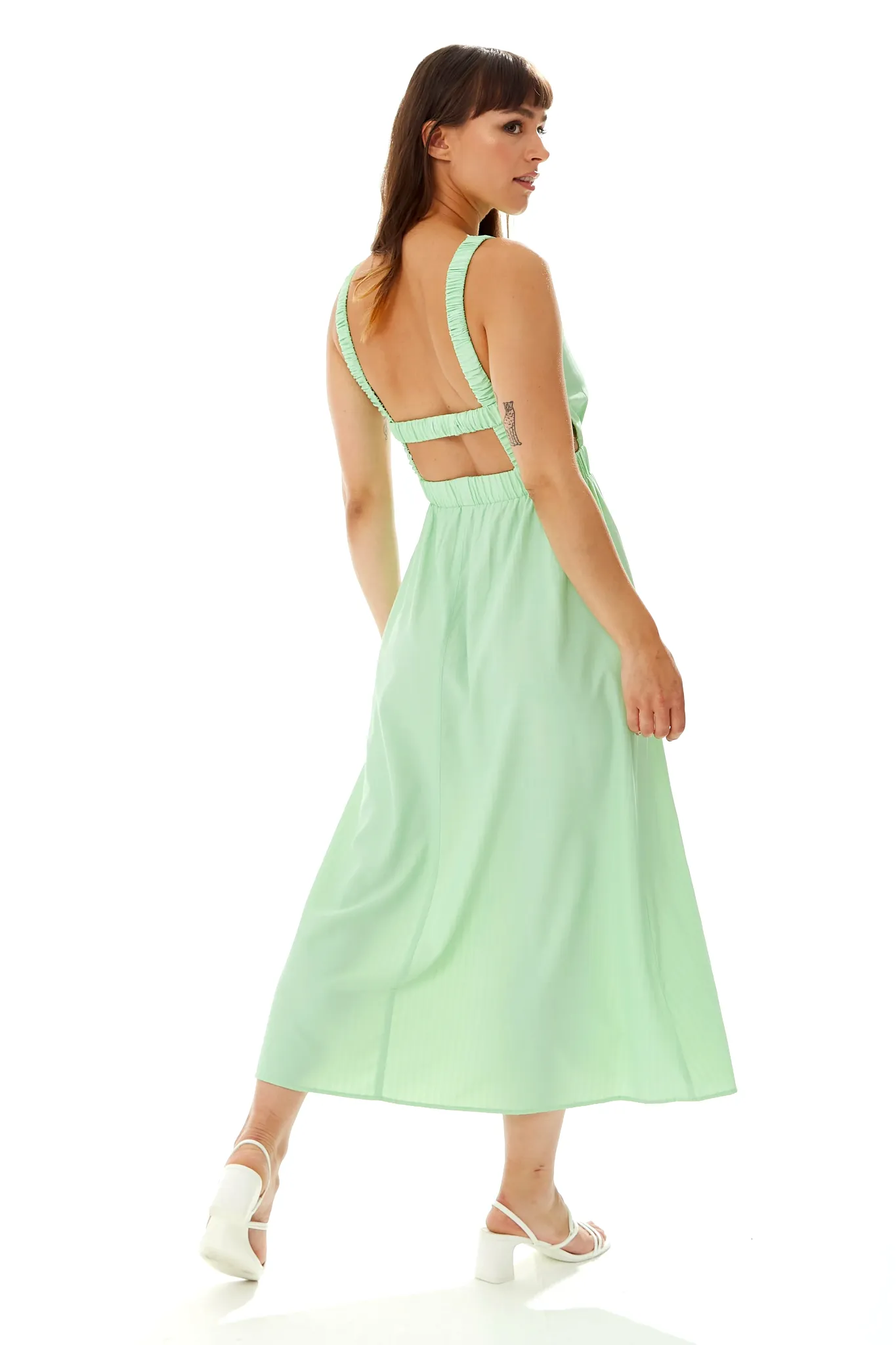 Liquorish Midi Dress Open Back And Elasticated Waist