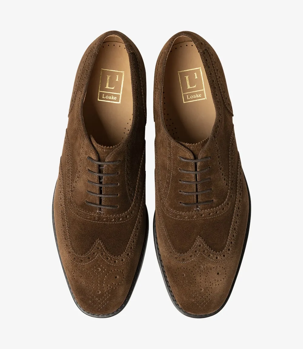 LOAKE 302 Premium Brogue Shoe - Brown Suede