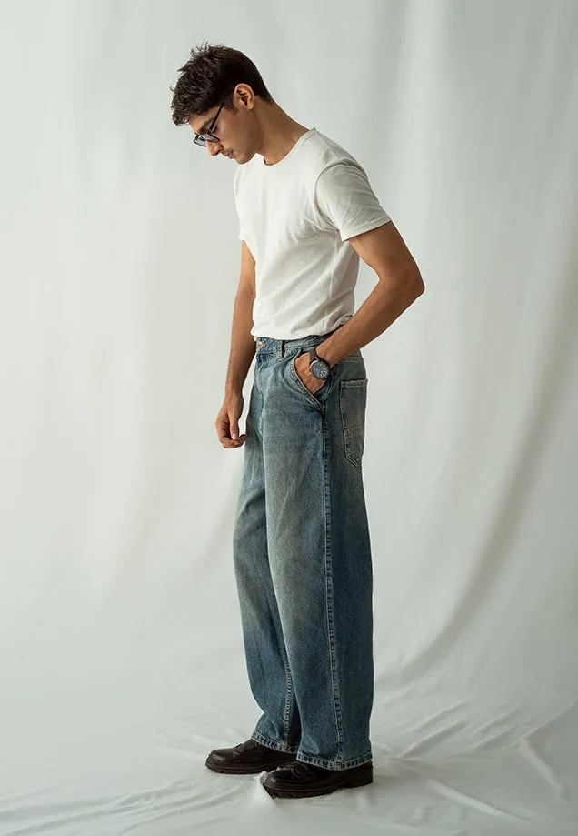 Loose Fit Baggy Jeans - Washed Out Blue