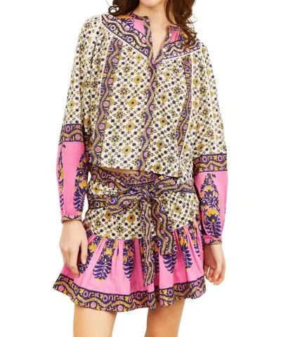 LOVE THE LABEL Megan Long Sleeve Top In Zina Print