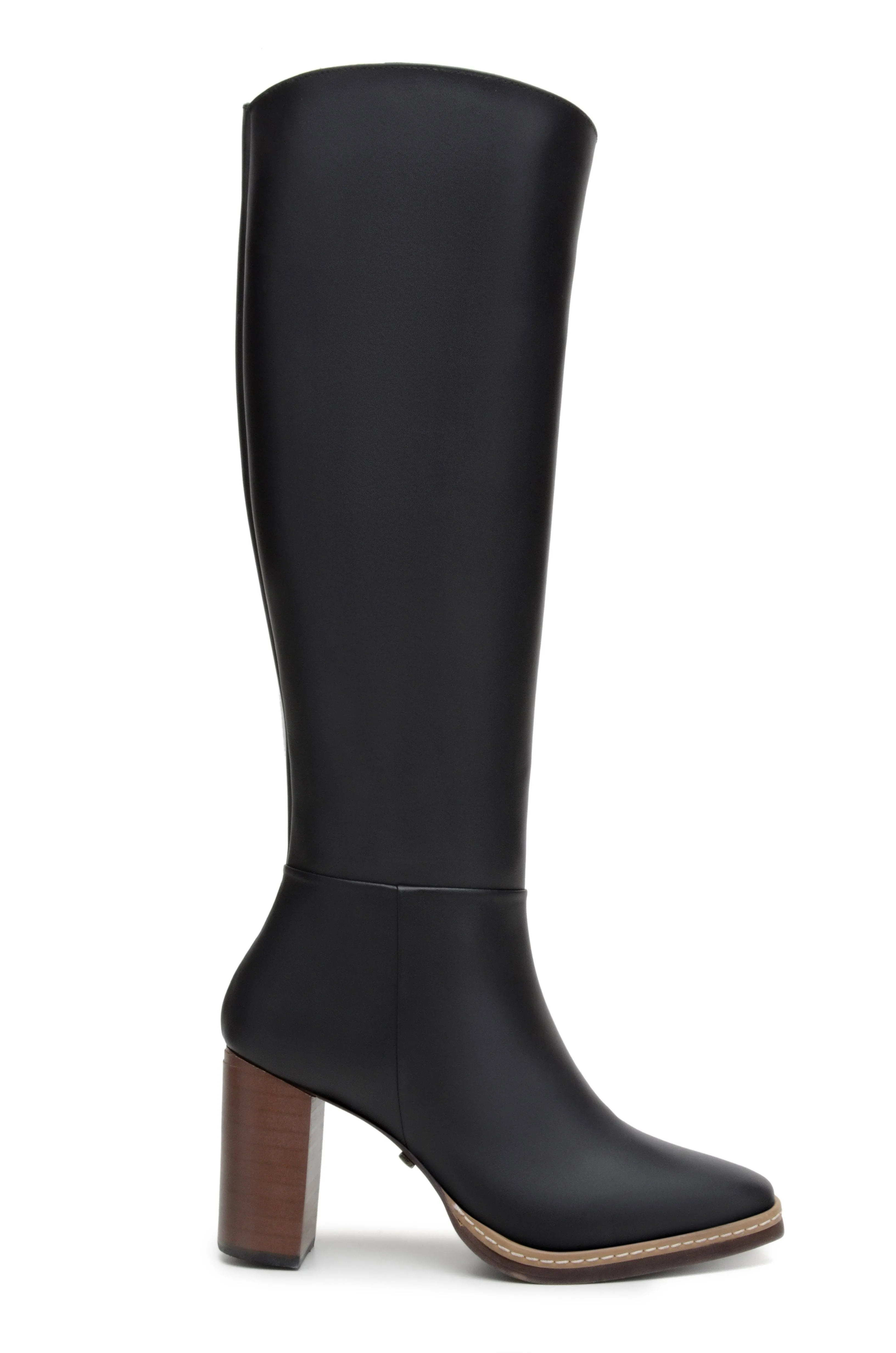 'Lucinda' vegan leather knee-high boot with high heel by Zette Shoes - black