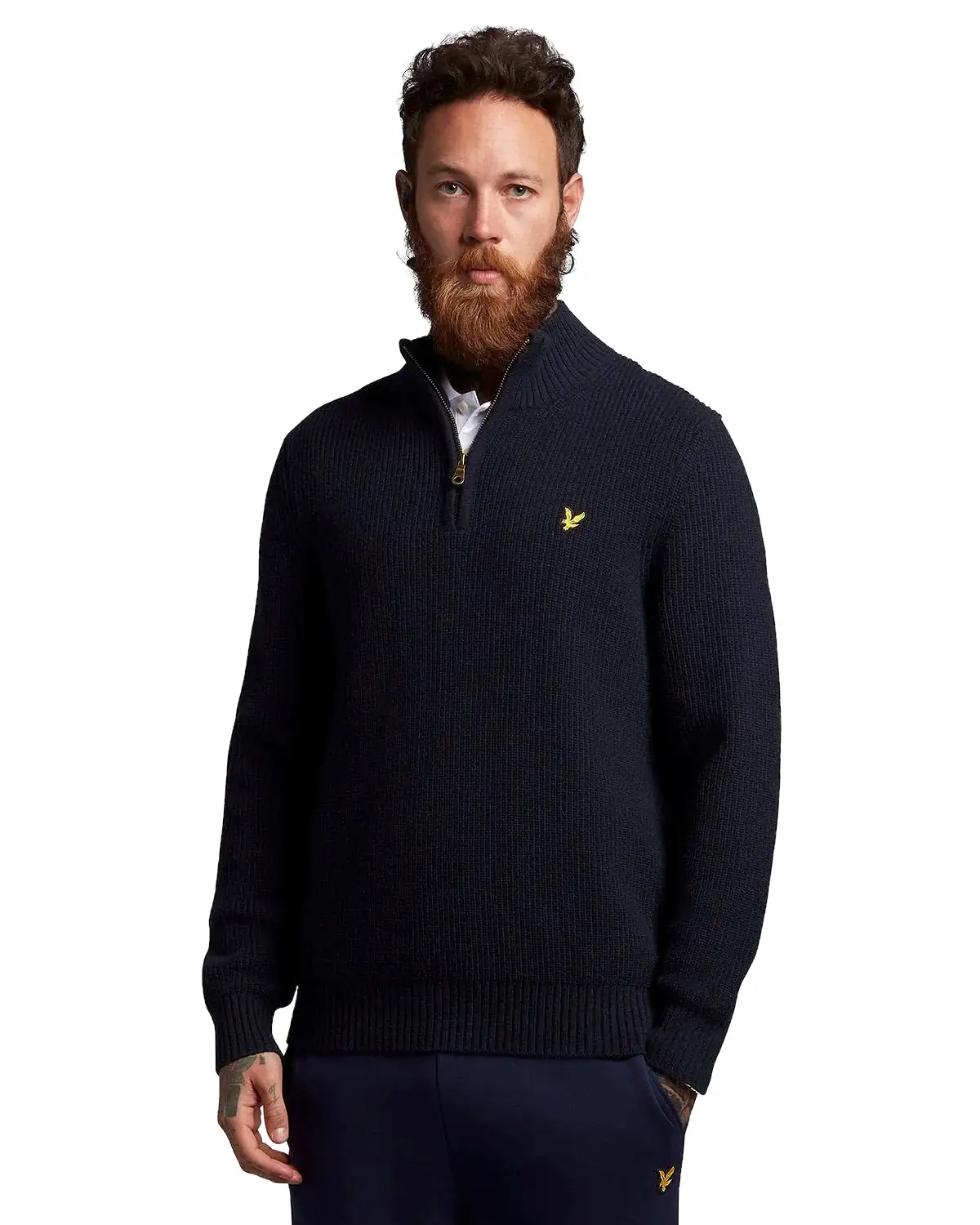 Lyle & Scott Mens Ribbed Quarter Zip Jumper