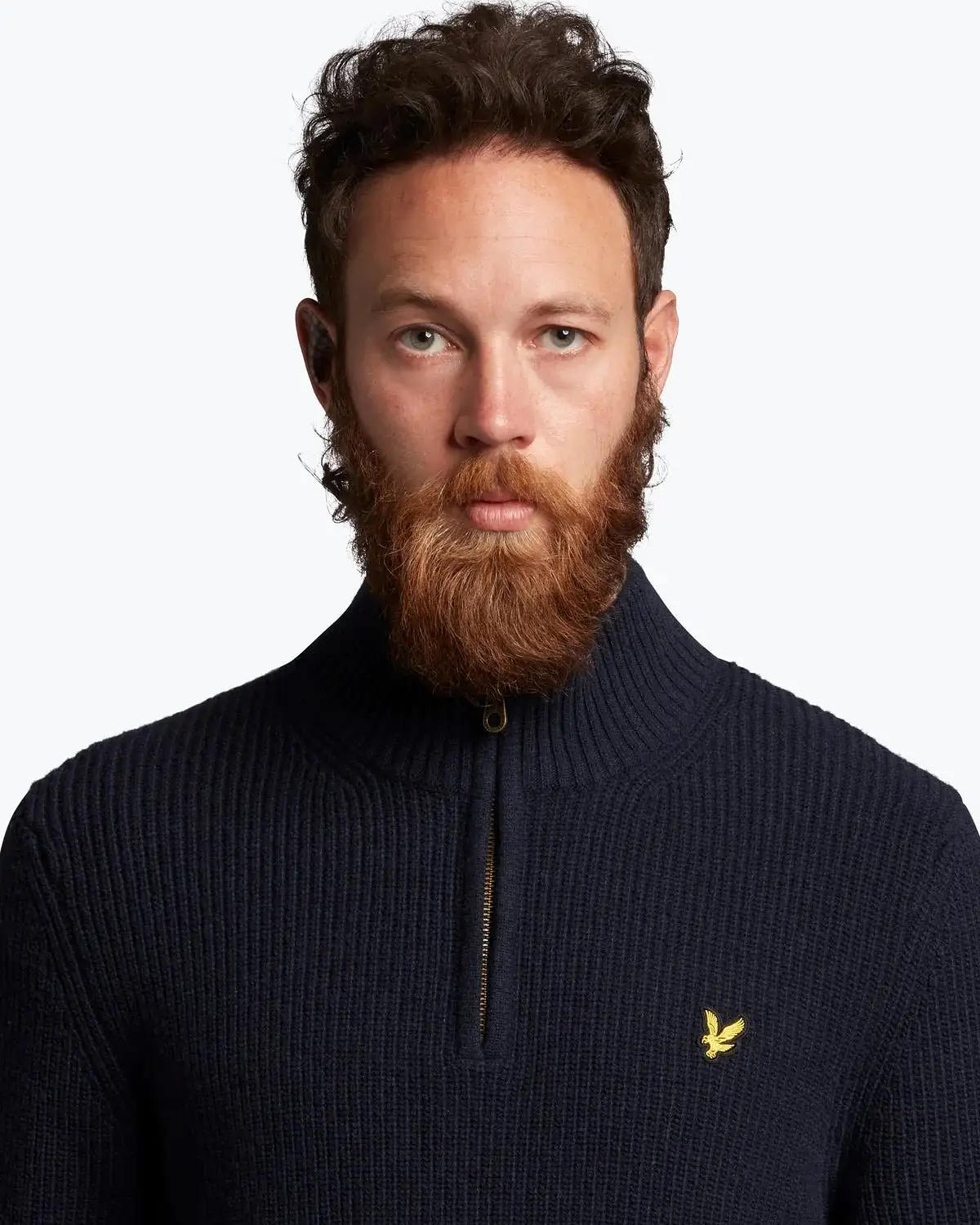 Lyle & Scott Mens Ribbed Quarter Zip Jumper