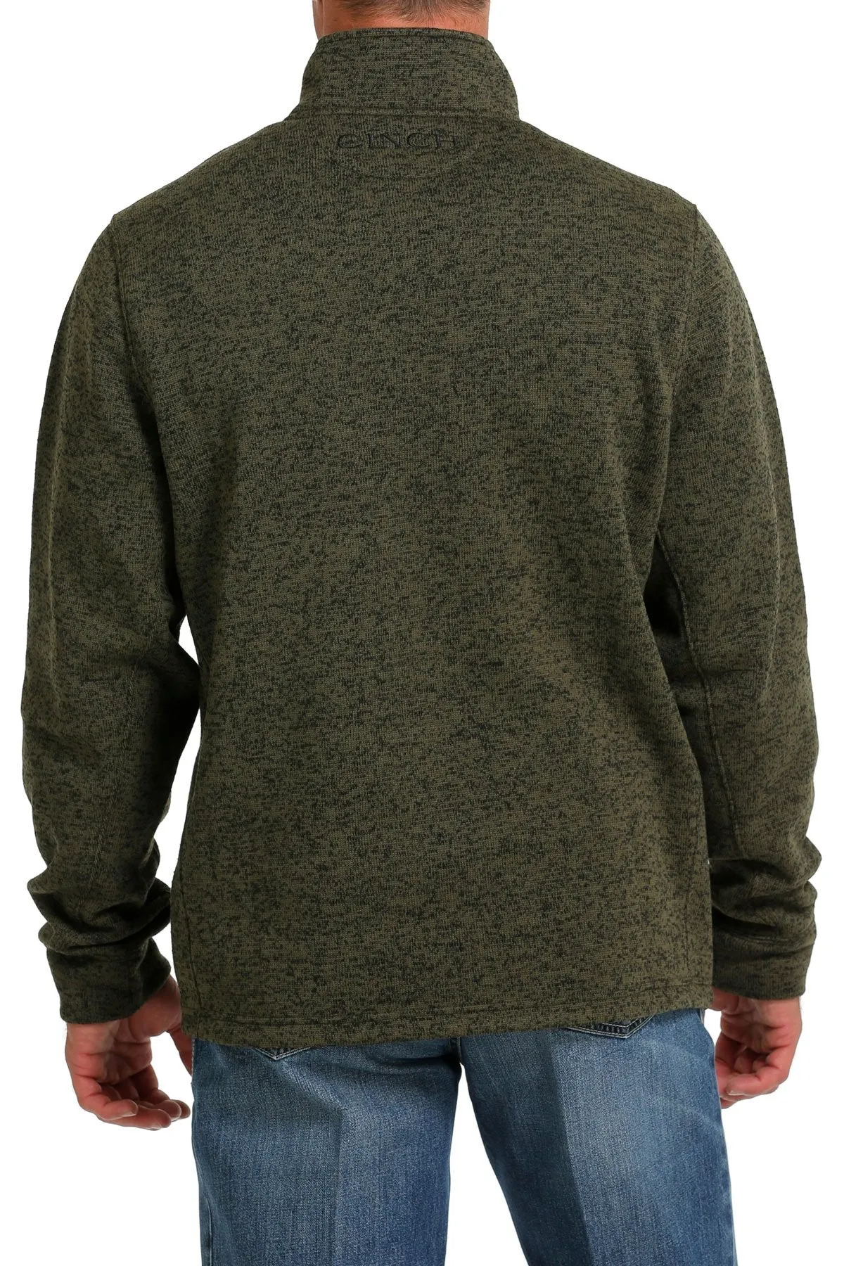 MEN'S 1/4 SWEATER KNIT JACKET - OLIVE