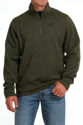 MEN'S 1/4 SWEATER KNIT JACKET - OLIVE