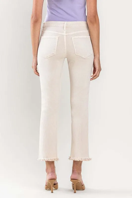 Mid Rise Crop Straight Jeans