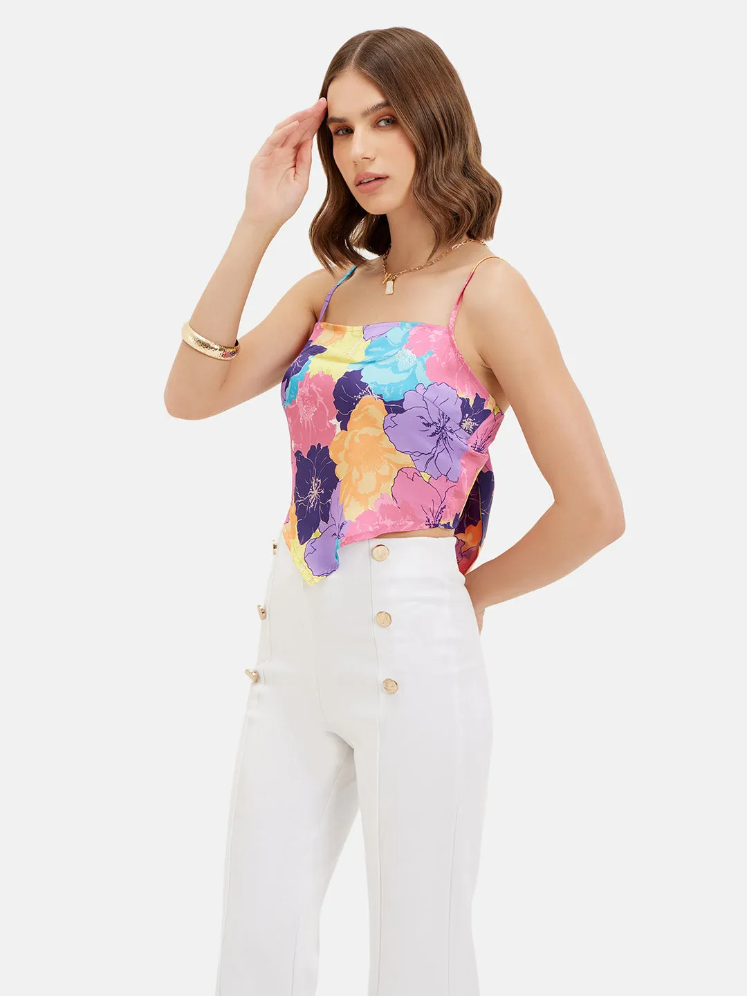 Monica Printed Handkercheif Tie-Up Top