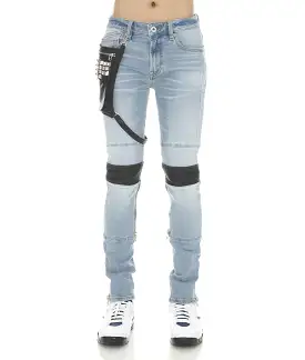 Moto Stretch Denim (Light Blue) /C1