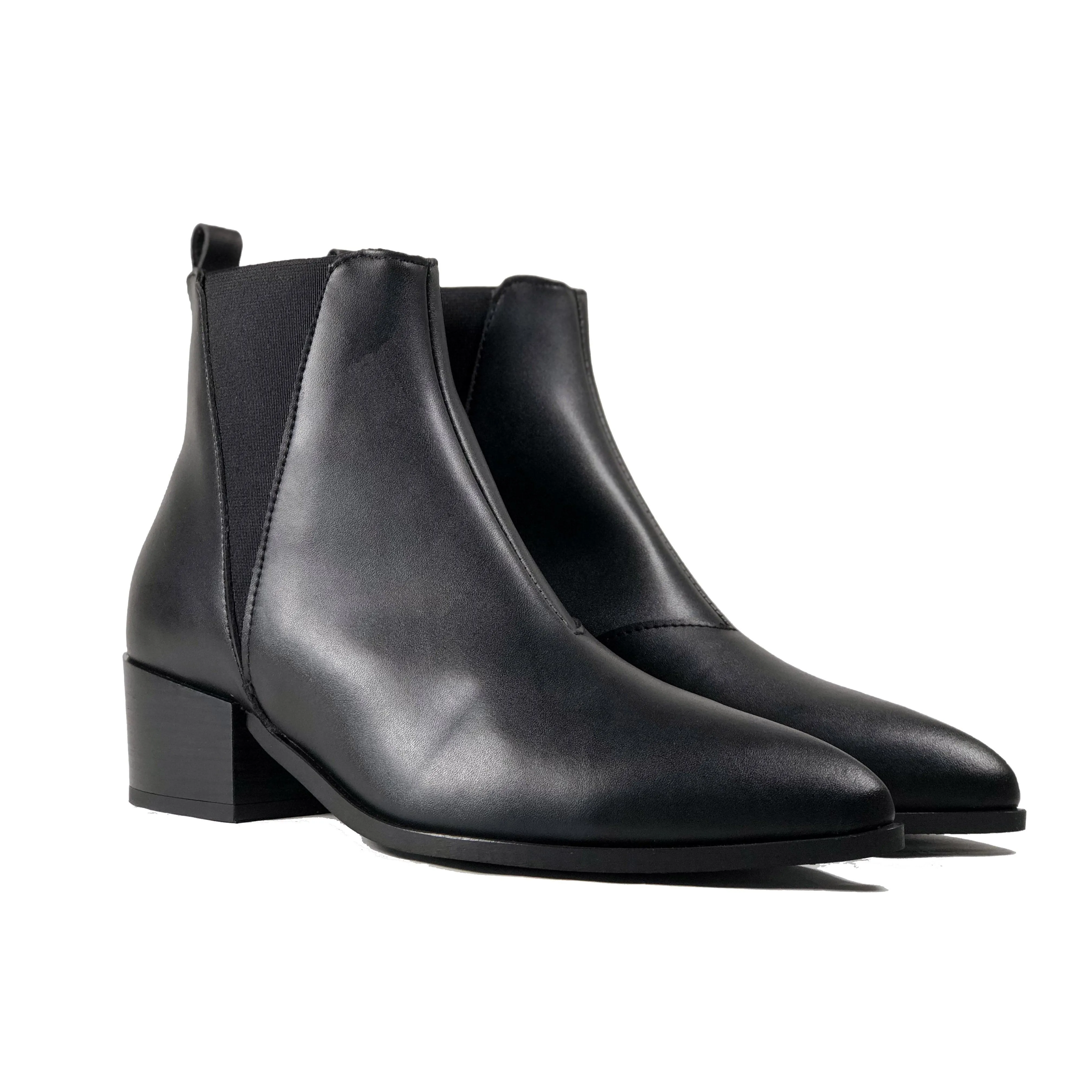 'Nerrie' vegan-leather Chelsea bootie by Zette Shoes - black