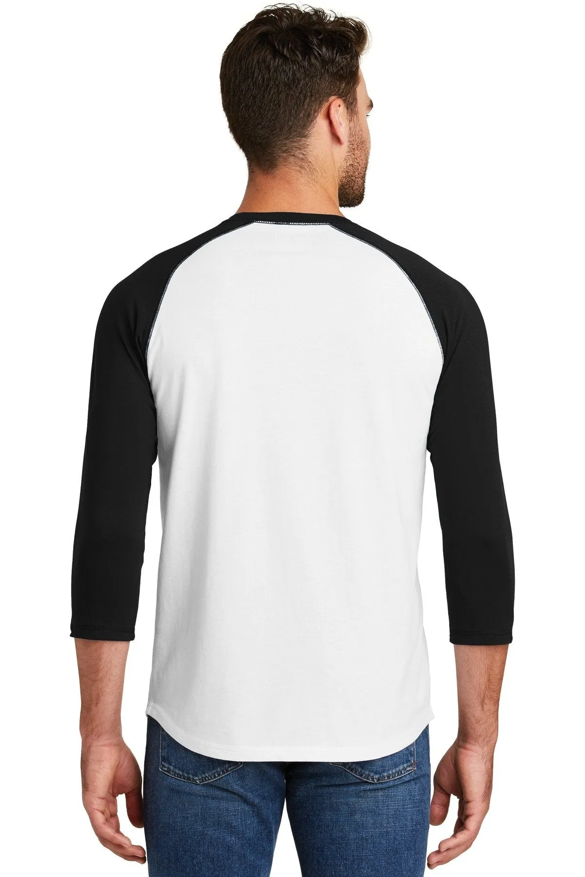 New Era Heritage Blend 3/4-Sleeve Baseball Raglan Tee NEA104 Black/ White