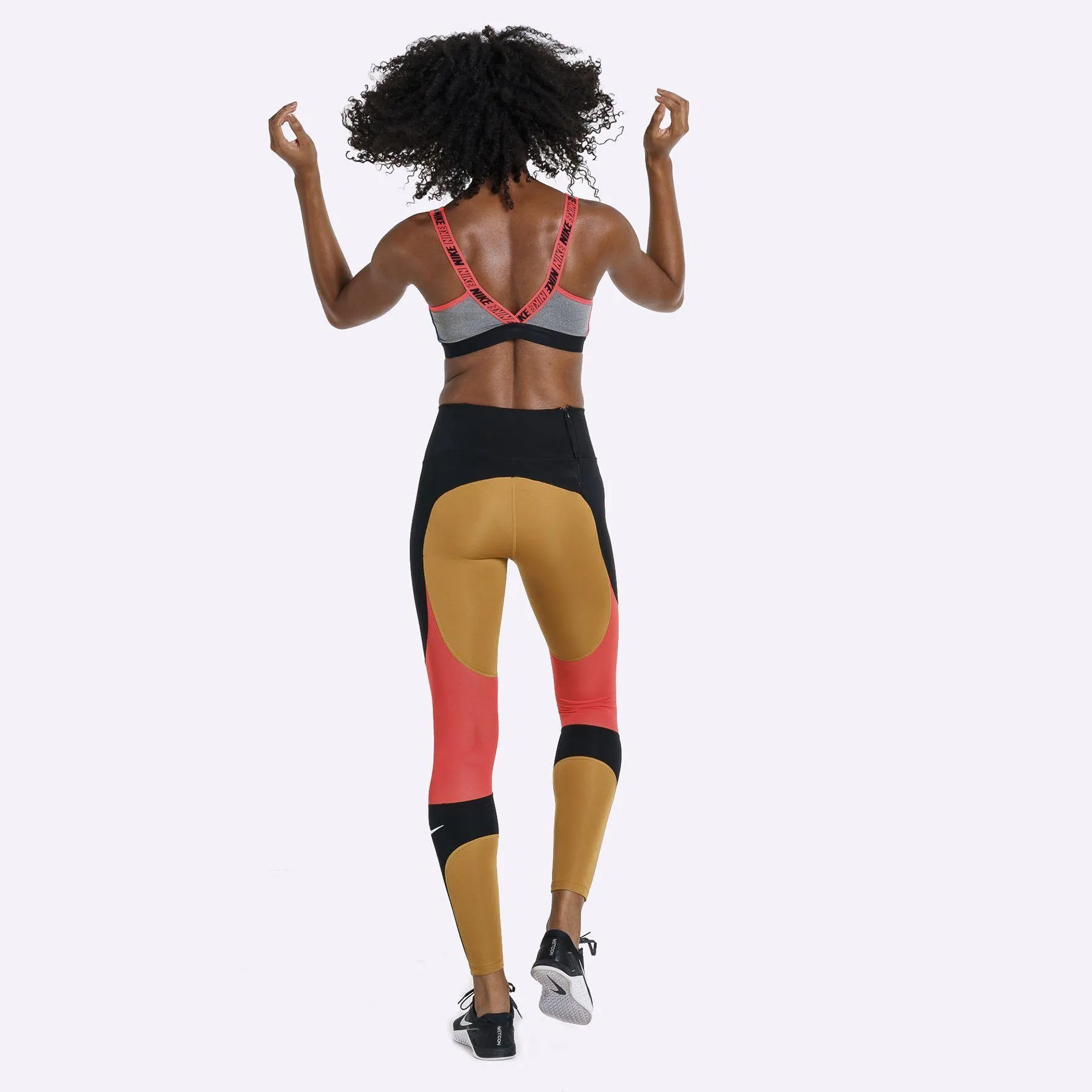 Nike - Dri-FIT Power Women's Graphic Training Tights - Wheat/Black/Ember Glow/White