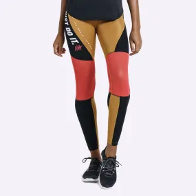 Nike - Dri-FIT Power Women's Graphic Training Tights - Wheat/Black/Ember Glow/White