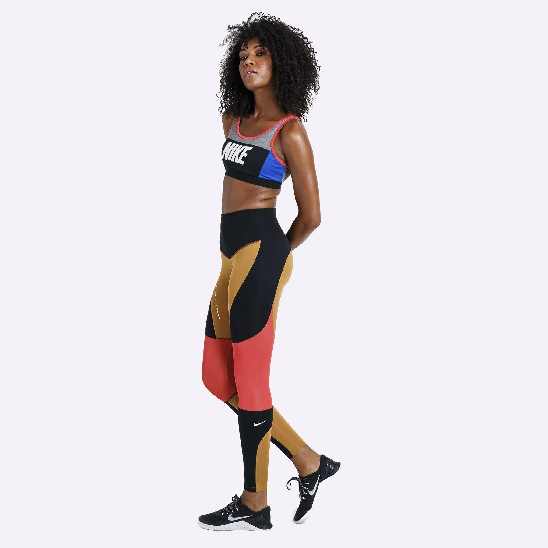 Nike - Dri-FIT Power Women's Graphic Training Tights - Wheat/Black/Ember Glow/White