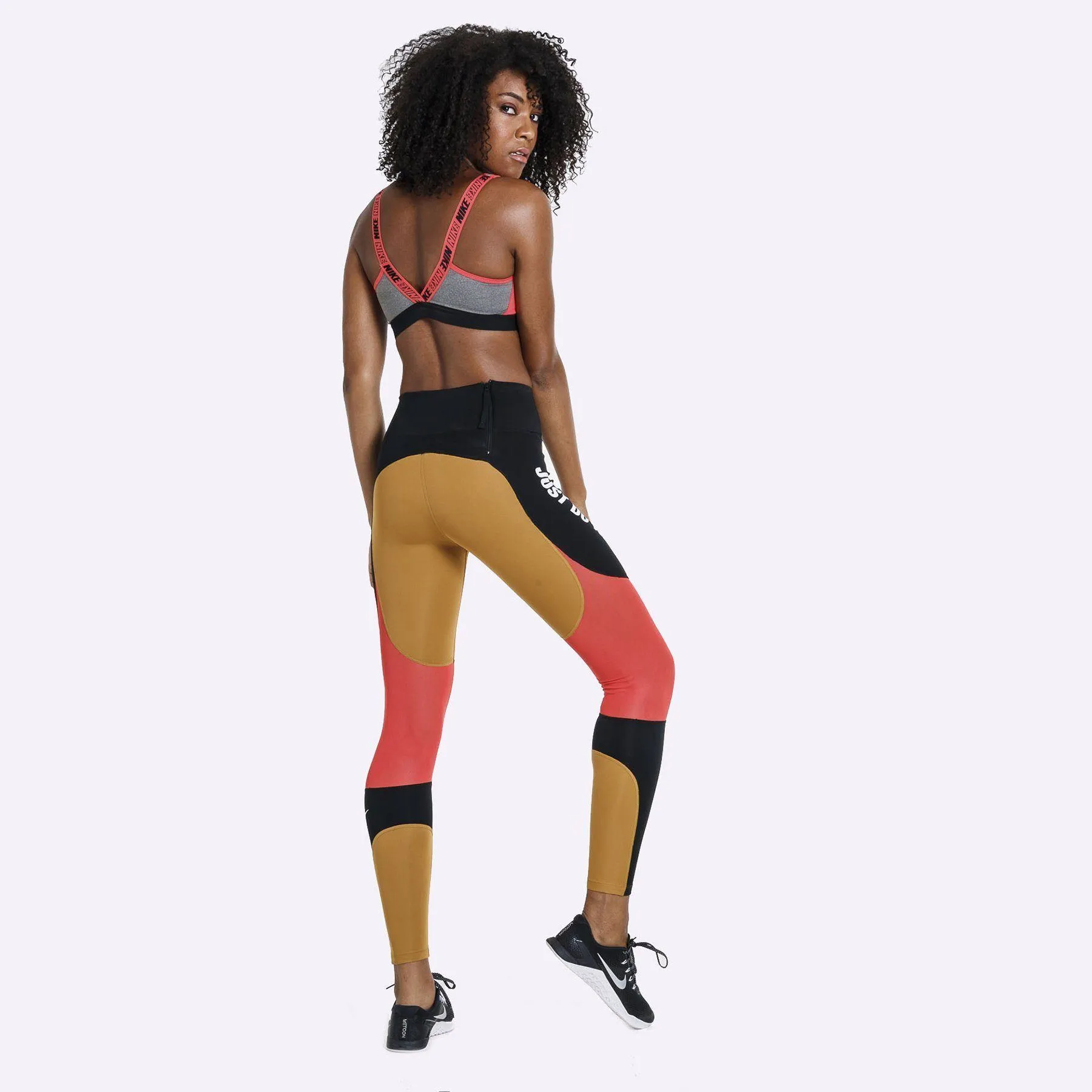 Nike - Dri-FIT Power Women's Graphic Training Tights - Wheat/Black/Ember Glow/White