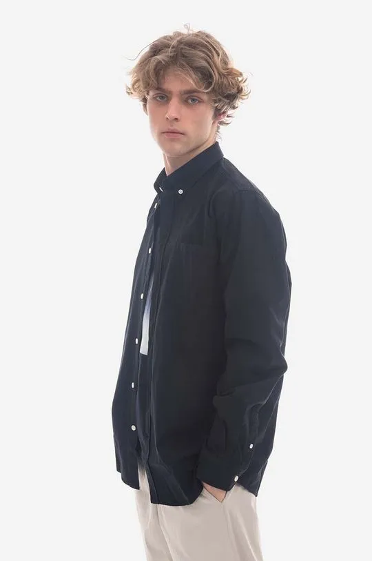 Norse Projects cotton shirt Anton Light Twill men's navy blue color