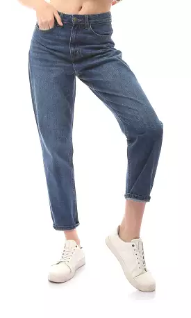 O168634 Regular Fit Solid Blue Jeans