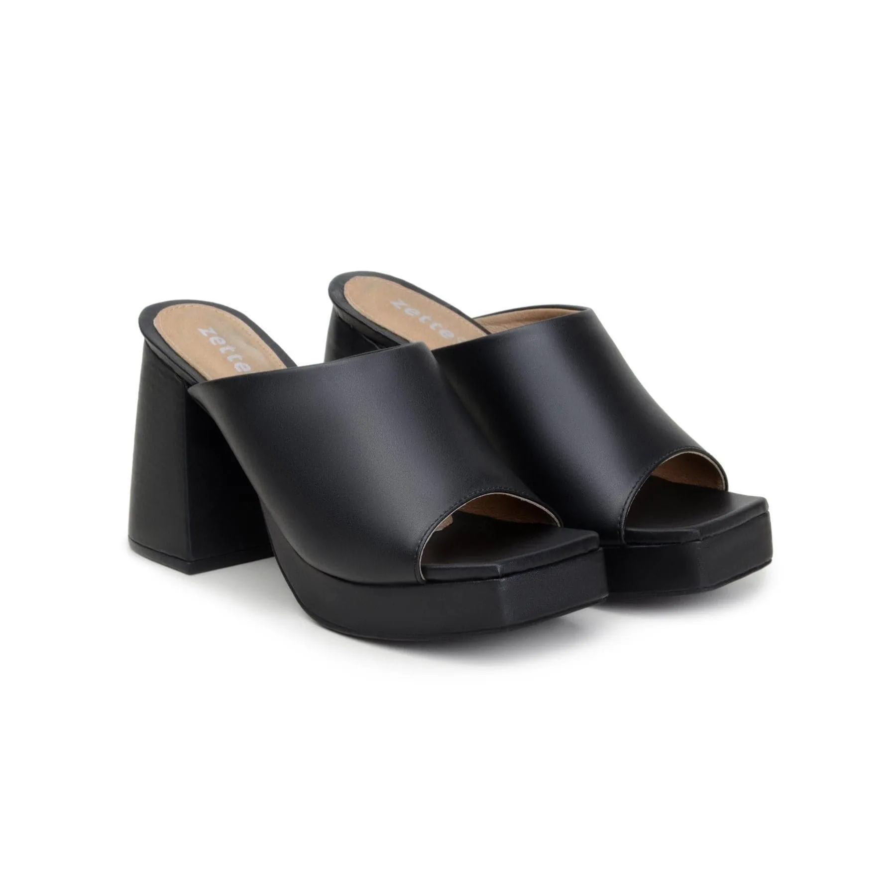 'Pari' women's black block heeled mule by Zette Shoes