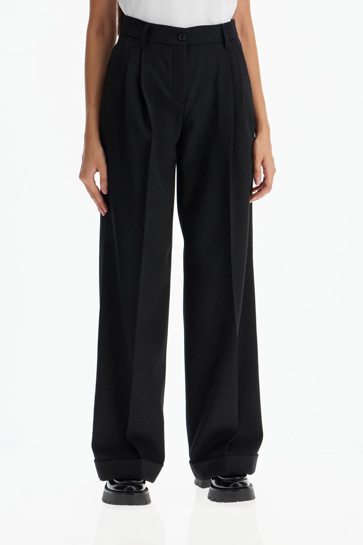 PER CREPE WIDE-LEG TROUSERS