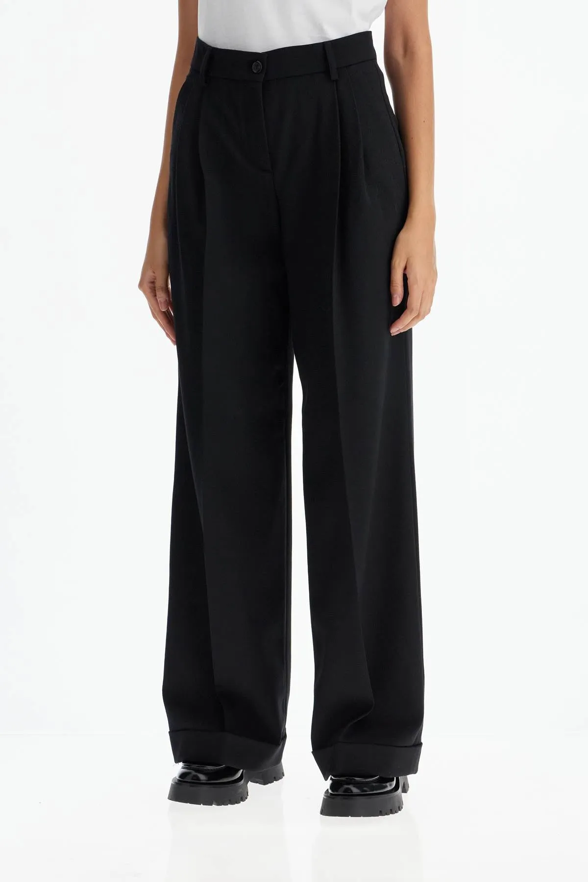 PER CREPE WIDE-LEG TROUSERS