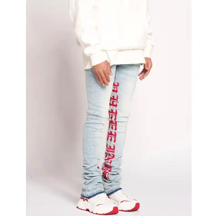 Pheelings Against All Odds Flare Stack Denim (Light Wash/Red)