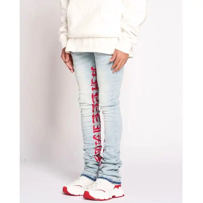 Pheelings Against All Odds Flare Stack Denim (Light Wash/Red)