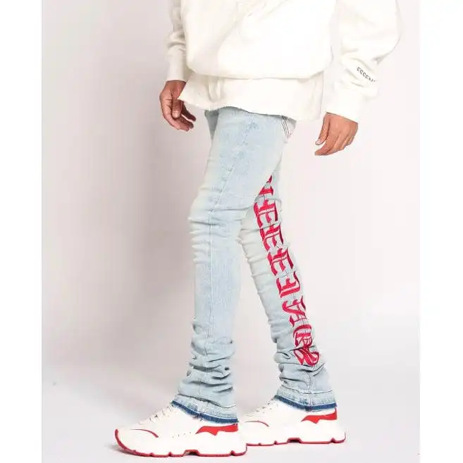 Pheelings Against All Odds Flare Stack Denim (Light Wash/Red)