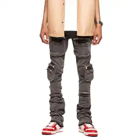 Pheelings Journey To Greatness Cargo Flare Stack Denim (Charcoal Grey)