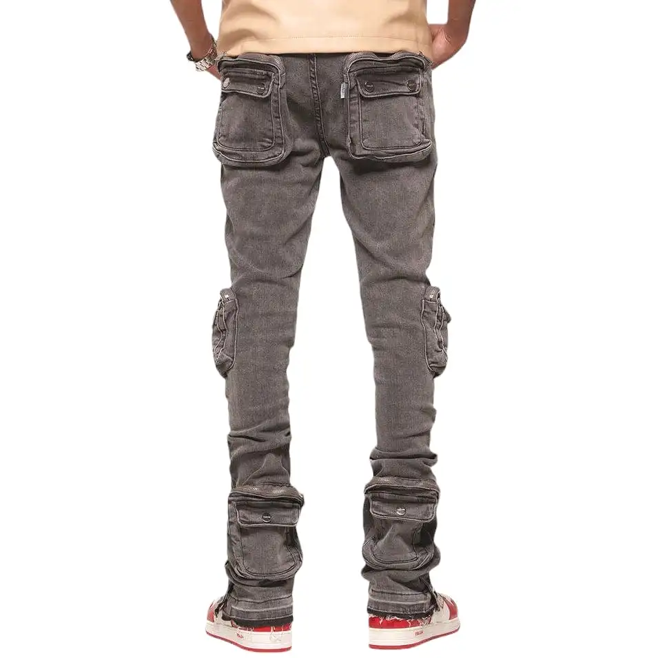 Pheelings Journey To Greatness Cargo Flare Stack Denim (Charcoal Grey)