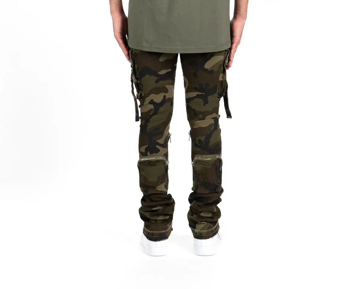 PHEELINGS NEVER LOOK BACK FLARE STACK DENIM (CAMO GREEN)