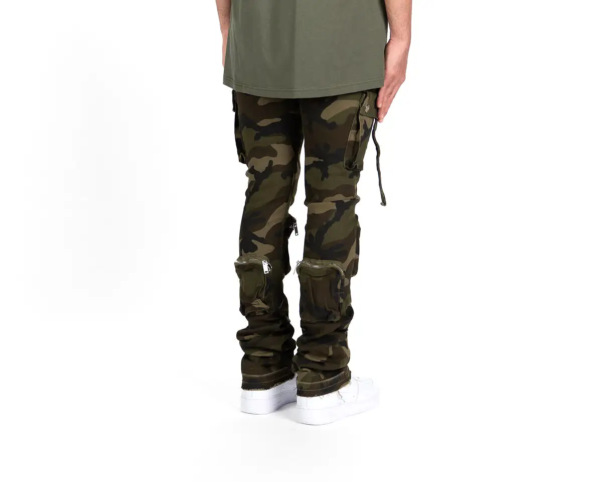 PHEELINGS NEVER LOOK BACK FLARE STACK DENIM (CAMO GREEN)