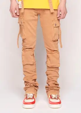 Pheelings “Never Look Back” Light Khaki Cargo Flare Jeans