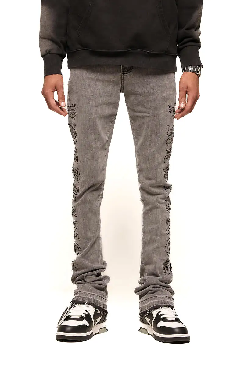 Pheelings RISING ABOVE FLARE STACK DENIM (CHARCOAL GREY)