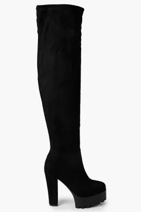 Platform Cleated Thigh High Boots