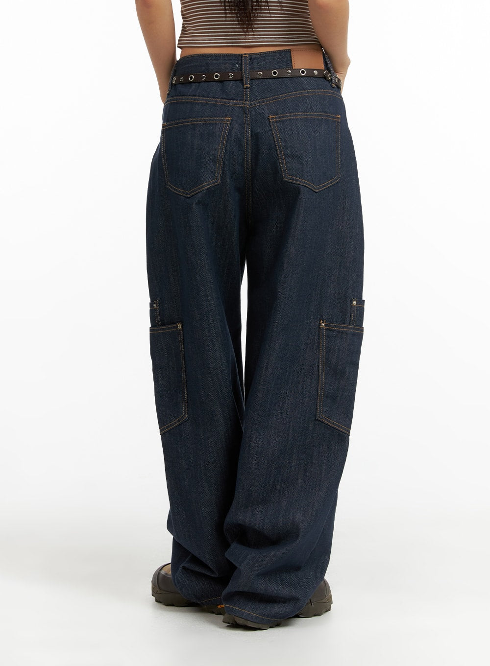 Pocketed Denim Wide Leg Jeans CF423