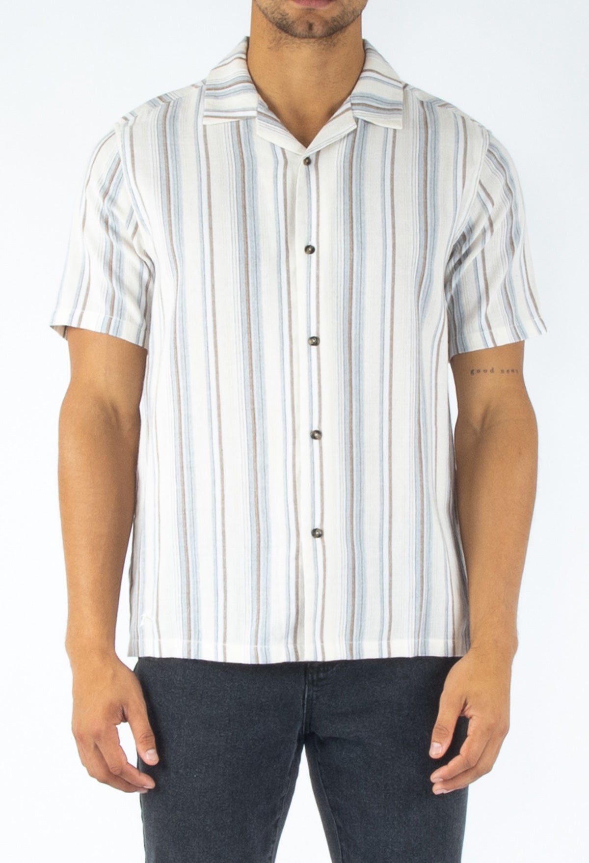 Rusty USA Chapman Short Sleeve Shirt Blue Stripe