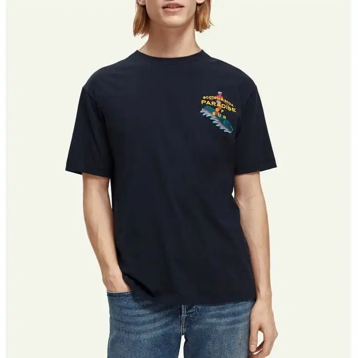 Scotch & Soda Embroidered Artwork Tee (Navy) 172306