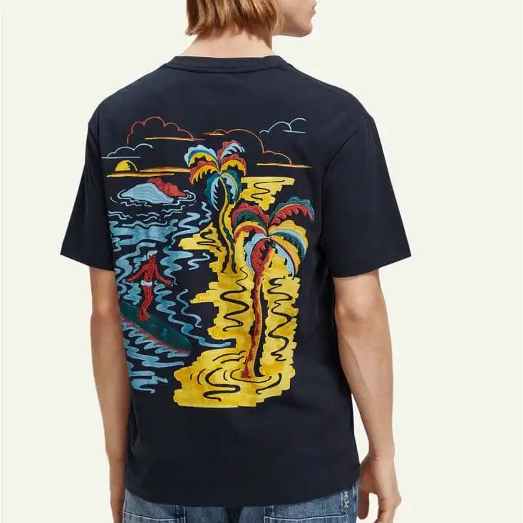 Scotch & Soda Embroidered Artwork Tee (Navy) 172306